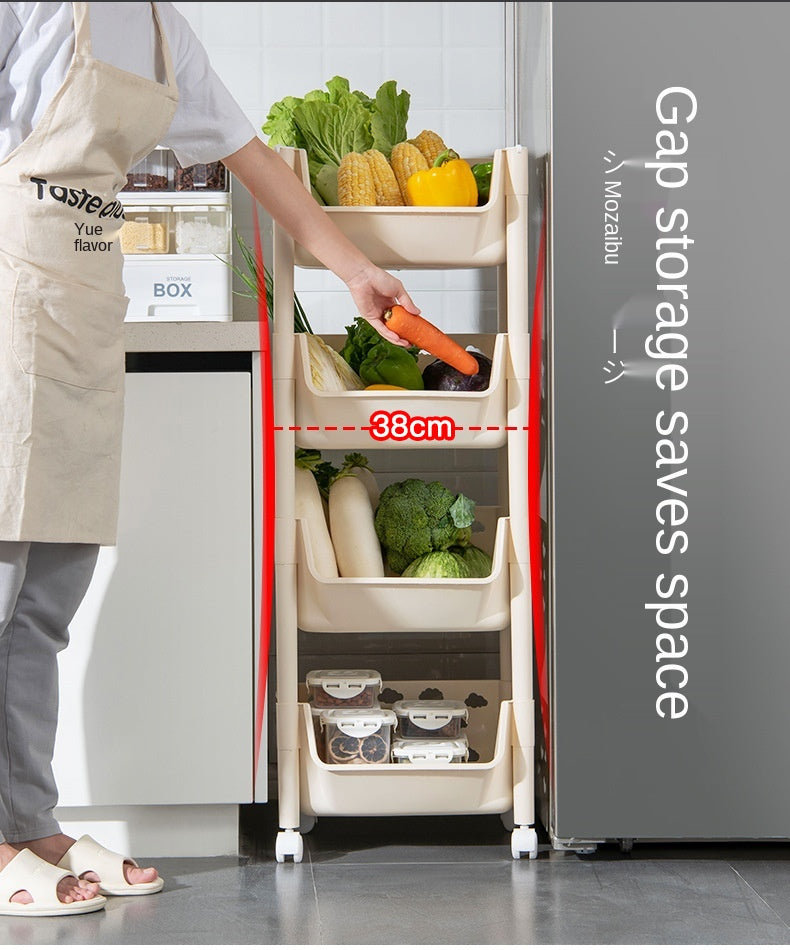 PARASNATH SKEP 4 Layer Basket Fruit & Vegetable Trolley (Ivory Colour) for Home and Kitchen Fruit Basket Storage Rack Organizer Holders kitchen trolley - Made In India - PARASNATH