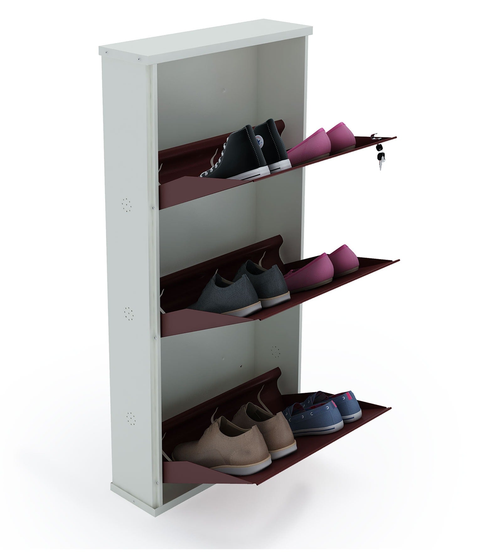 PARASNATH BrownWhite Wall Shoe Rack 3 Shelves Shoes Stand - PARASNATH